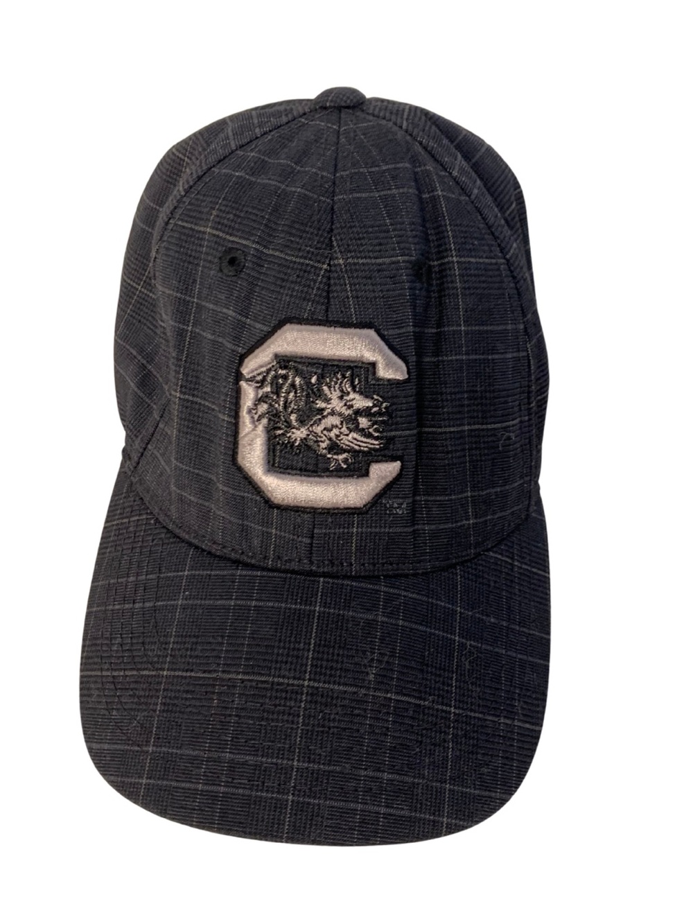 Embroidered 'C' Carolina Gamecocks Plaid Baseball Cap Black Gameday Casual